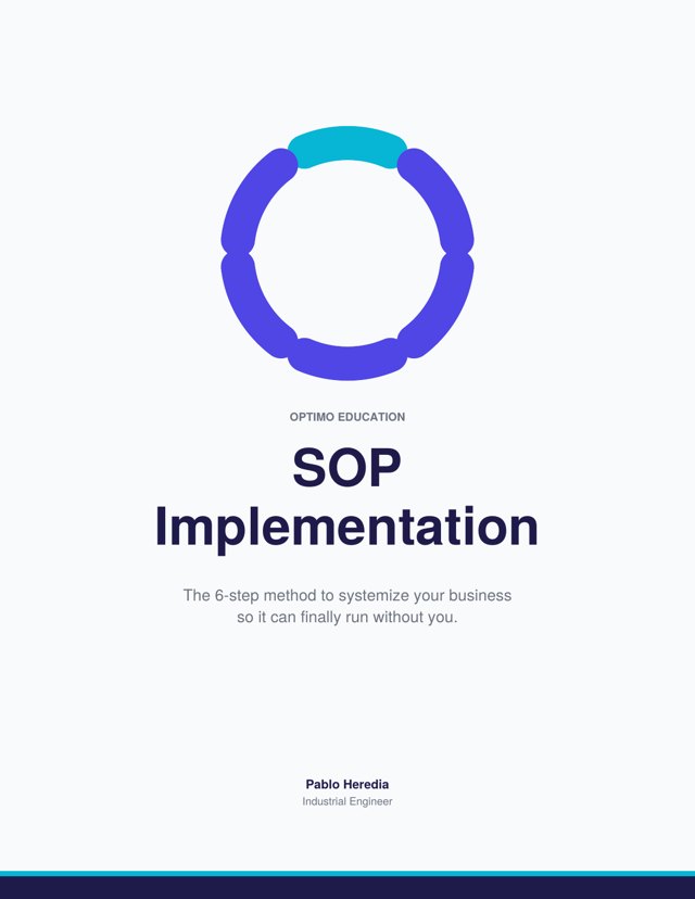 SOP Implementation ebook cover, by Pablo Heredia, Optimo Education